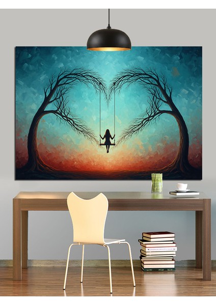 Salıncakta Sallanan Silüet Figürü Dekoratif Kanvas - Mdf Ahşap Tablo fırsatları