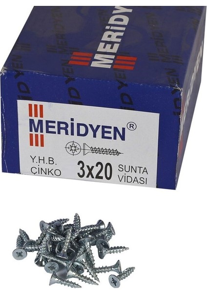 Meridyen 3X20 Sunta Vidası Sivri Uçlu Ahşap Tahta Ağaç Mobilya Ayak Kulp Vidası 100 Adet fiyatları