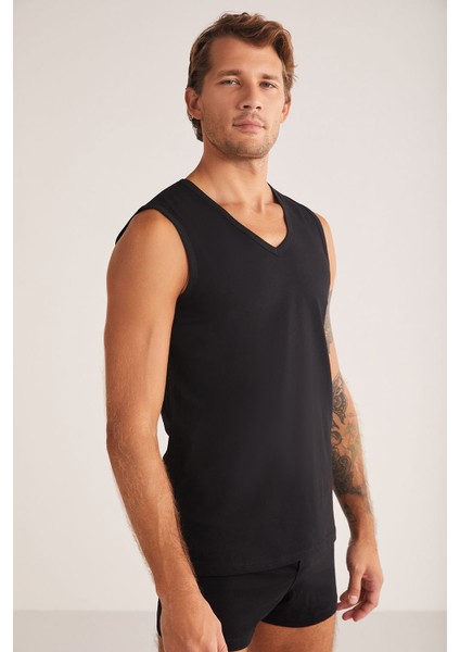 Barry Erkek V Yakalı Sıfır Kol %100 Pamuklu 2'li Atlet Set fiyatları