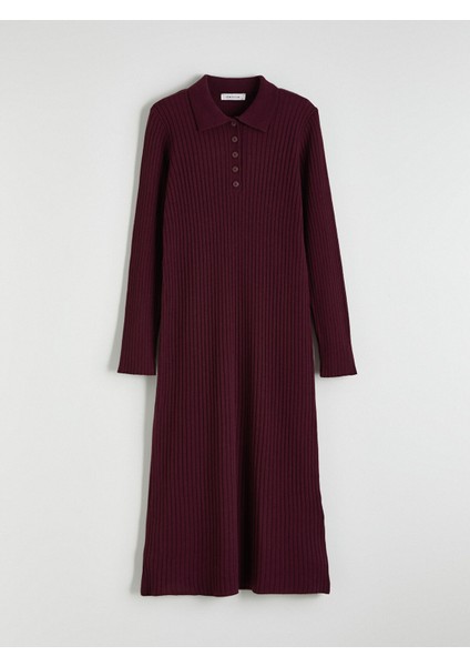 Yeni Sezon Polo Yaka Fitilli Triko Elbise indirimleri