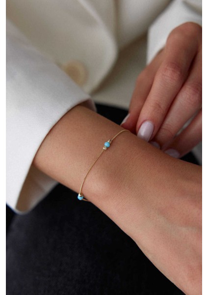 14 Ayar Altın Mineli Dorika Bileklik