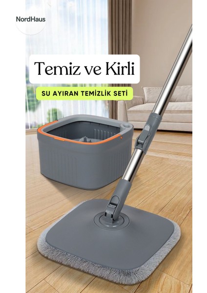 Kirli Su Temiz Su Ayıran Otomatik Temizlik Seti Kare Mop Seti
