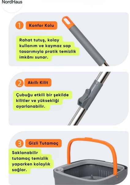 Kirli Su Temiz Su Ayıran Otomatik Temizlik Seti Kare Mop Seti fırsatları