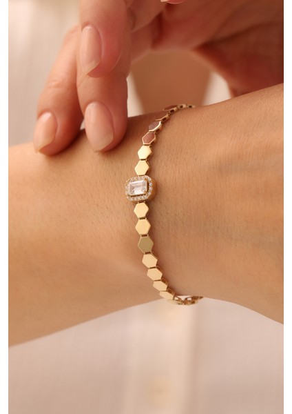 14 Ayar Altın Beşgen Baget Bileklik fiyatları