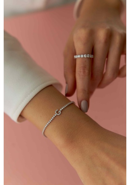 14 Ayar Altın Su Yolu Taşlı Harf Bileklik modelleri