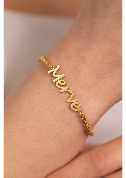 14 Ayar Altın Halat Burgu Isim Bileklik