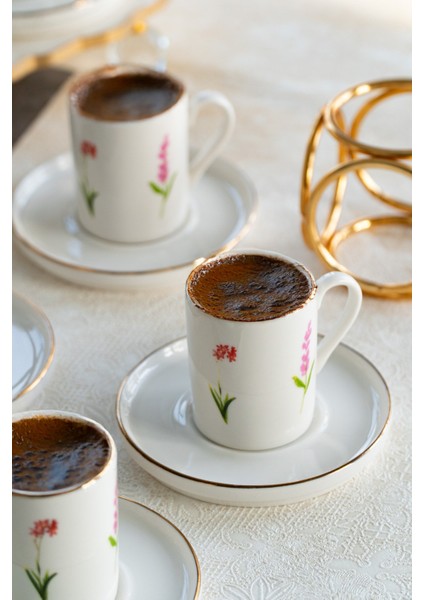 Ikebana 12 Parça 6 Kişilik Porselen Kahve Fincan Takımı fırsatları