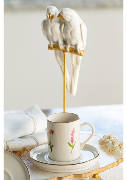 Ikebana 12 Parça 6 Kişilik Porselen Kahve Fincan Takımı