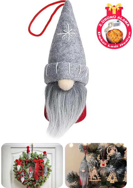Gnome Yılbaşı Süsü Yılbaşı Figürü Şans Cücesi Yıl Başı Noel Baba Uzun Şapkalı Gnome Dikişli