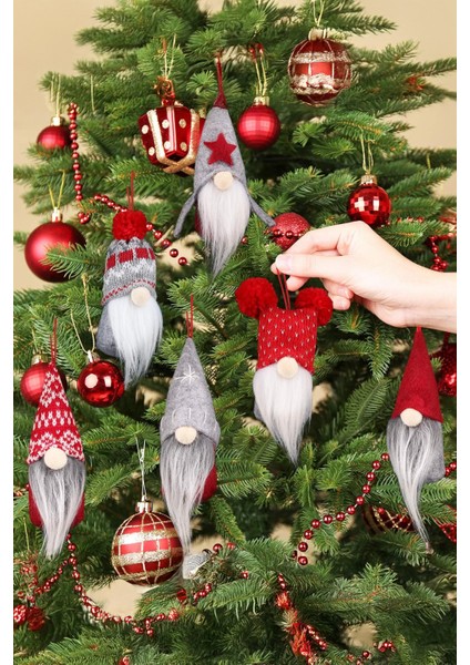 Gnome Yılbaşı Süsü Yılbaşı Figürü Şans Cücesi Yıl Başı Noel Baba Uzun Şapkalı Gnome Dikişli