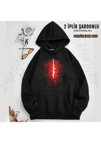Star Wars (Dart Vader) Tasarım Baskılı Kapüşonlu Sweatshirt (2 Iplik)