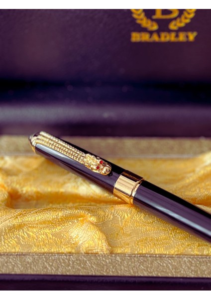 Premium Siyah Metal Dolma Kalem – Altın Detaylı - Özel Şık Hediye Kutulu modelleri