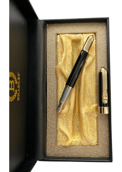 Premium Siyah Metal Dolma Kalem – Altın Detaylı - Özel Şık Hediye Kutulu
