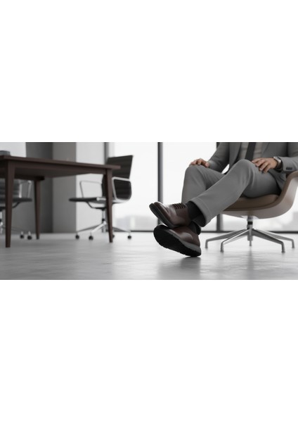 GR0446 Hakiki Lazerli Deri Topuksuz Eva Taban Koku Yapmaz Koyu Kahve Spor Klasik Ayakkabı indirimleri