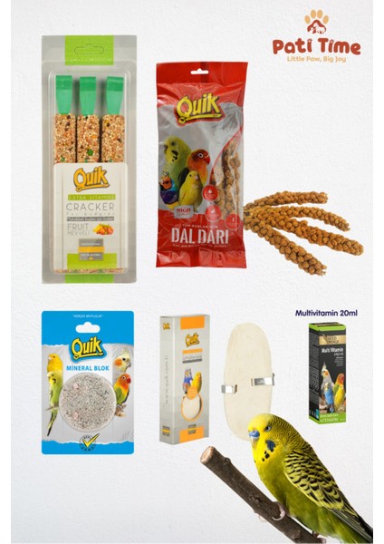 8li Set - Muhabbet Kuşu Besin Vitamin Başlangıç Seti - Kraker Multivitamin Muhabbet Yemi Dal Darı fiyatları