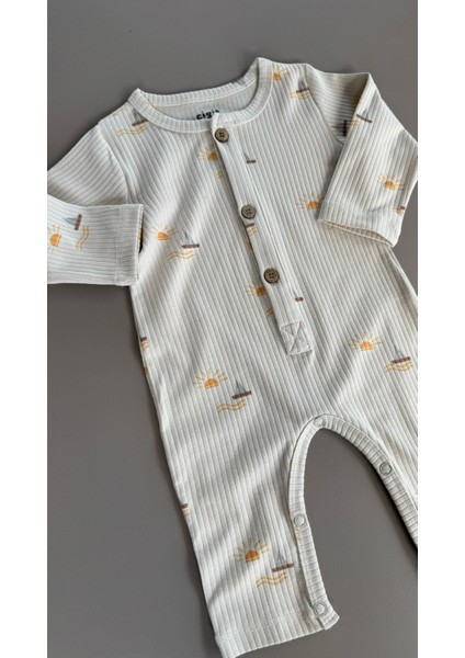 Baskılı Tulum 0-3 Yaş Yelken Desen