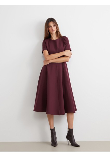 Yeni Sezon Bisiklet Yaka Belden Oturtmalı Elbise