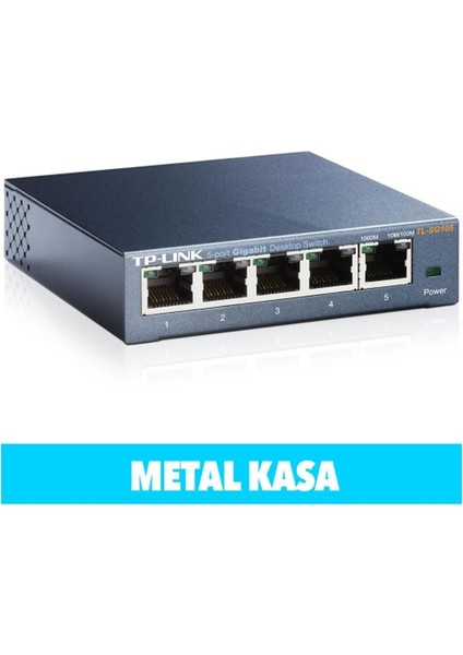 Tp-Lınk TL-SG105, 5 Port, Gigabit, Yönetilemez, Metal Kasa, Masaüstü Switch