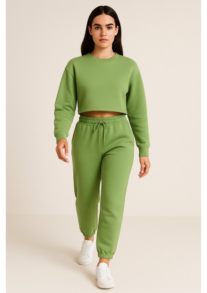 Kadın Paça Lastik Üç Ip Şardonlu Lopez Eşofman Altı Yeşil fırsatları