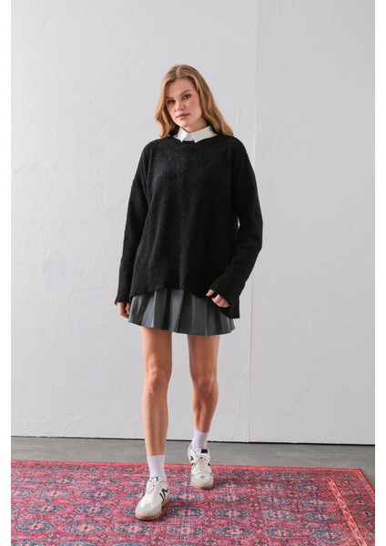 Bisiklet Yaka Oversize Buklet Triko Kazak - Rahat ve Şık | Kaliteli Triko | Trend Kazak fiyatları