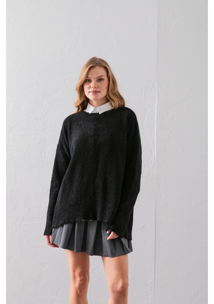 Bisiklet Yaka Oversize Buklet Triko Kazak - Rahat ve Şık | Kaliteli Triko | Trend Kazak modelleri