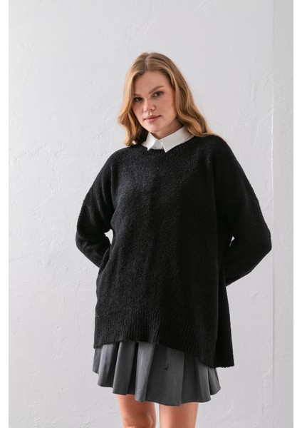 Bisiklet Yaka Oversize Buklet Triko Kazak - Rahat ve Şık | Kaliteli Triko | Trend Kazak fırsatları