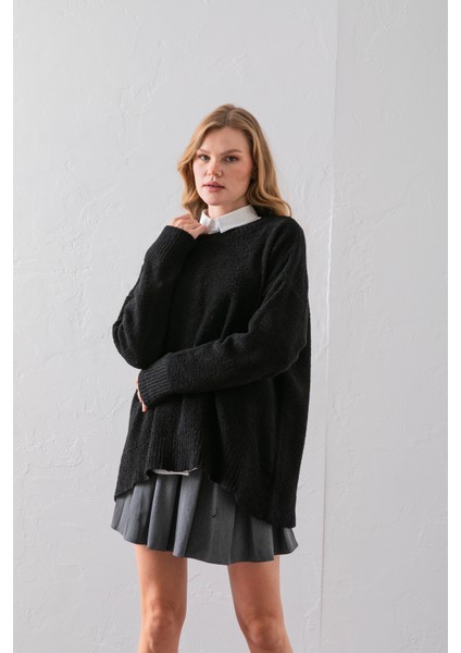 Bisiklet Yaka Oversize Buklet Triko Kazak - Rahat ve Şık | Kaliteli Triko | Trend Kazak