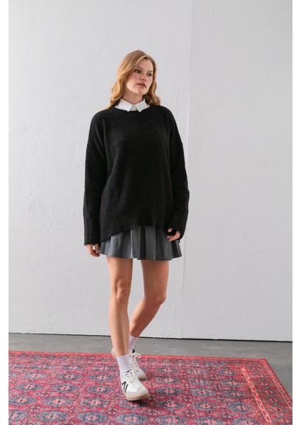 Bisiklet Yaka Oversize Buklet Triko Kazak - Rahat ve Şık | Kaliteli Triko | Trend Kazak