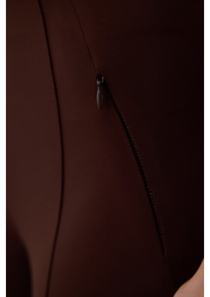 Kahverengi Gizli Cep Görünümlü Yüksek Bel Tayt fırsatları