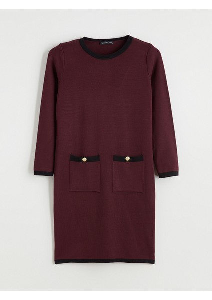 Yeni Sezon Bisiklet Yaka Triko Elbise