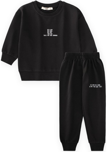 Basic Baskılı Eşofman Takım 2-7 Yaş Siyah
