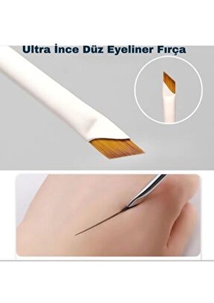 Profesyonel Eyeliner Makyaj Fırçası Ultra İnce Düz Uçlu Kolay Uygulama 10 Adet modelleri