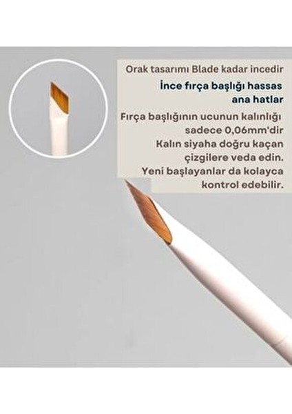 Profesyonel Eyeliner Makyaj Fırçası Ultra İnce Düz Uçlu Kolay Uygulama 10 Adet