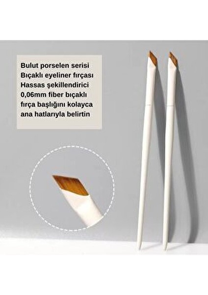 Profesyonel Eyeliner Makyaj Fırçası Ultra İnce Düz Uçlu Kolay Uygulama 10 Adet