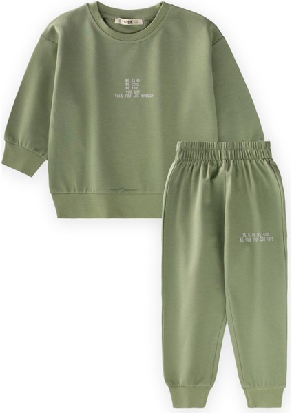 Basic Baskılı Eşofman Takım 2-7 Yaş Yağ Yeşili