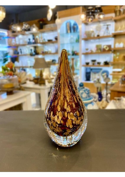Kristal Cam Kahve Damla Dekor 9X18CM