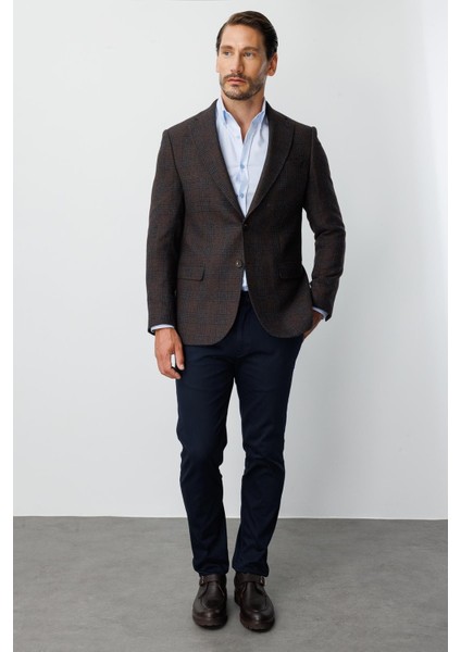 Erkek Kahve Regularfıt / Rahat Kalıp Mono Yaka Ceket fiyatları