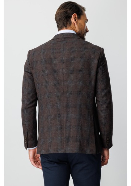 Erkek Kahve Regularfıt / Rahat Kalıp Mono Yaka Ceket indirimleri