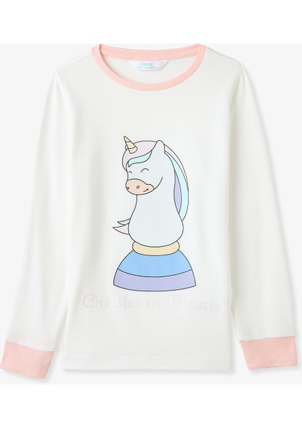Kırık Beyaz Kız Çocuk Chessicorn Unicorn Desenliuzun Kollu Pijama Takımı fiyatları