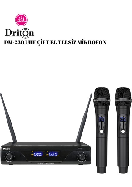 DM-230 El El Çift Kanal Dijital Ekran Uhf Telsiz Kablosuz Mikrofon