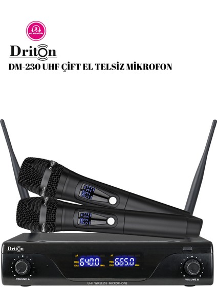 DM-230 El El Çift Kanal Dijital Ekran Uhf Telsiz Kablosuz Mikrofon modelleri
