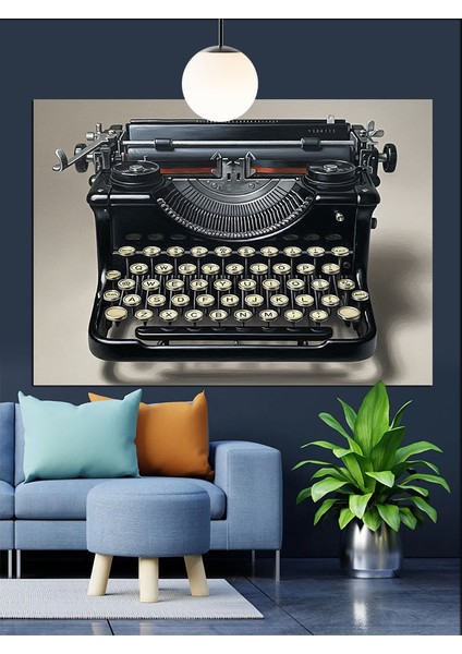 Eski, Klasik Daktilo Makinesi Dekoratif Kanvas - Mdf Ahşap Tablo fiyatları