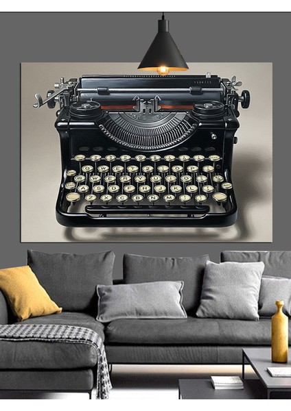 Eski, Klasik Daktilo Makinesi Dekoratif Kanvas - Mdf Ahşap Tablo fırsatları