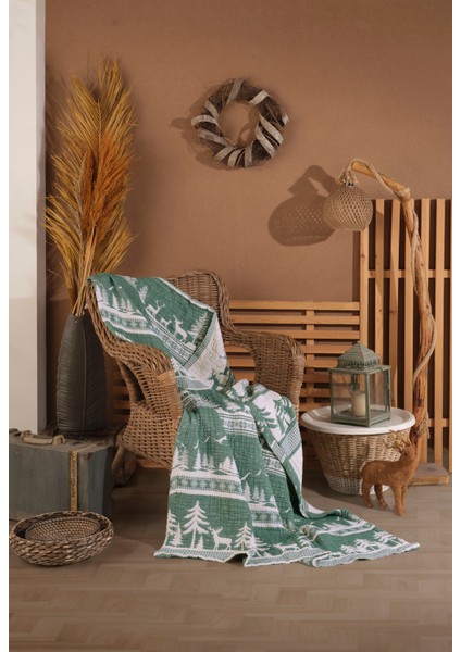Yılbaşı Desenli 6 Kat Muslin Saçaksız 230X250 Yorgan