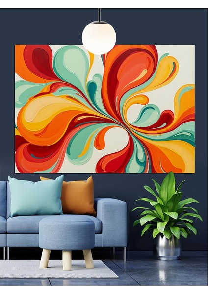 Soyut Parlak Renkler Patlaması Dekoratif Kanvas - Mdf Ahşap Tablo fırsatları