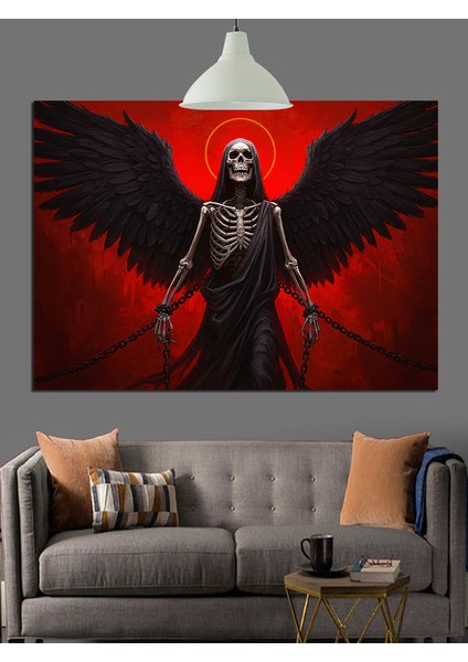 Kanatlı Şeytan Figürü Karanlık Dekoratif Kanvas - Mdf Ahşap Tablo fiyatları