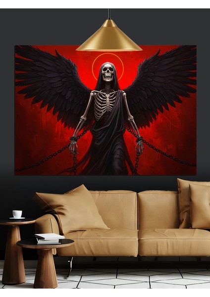 Kanatlı Şeytan Figürü Karanlık Dekoratif Kanvas - Mdf Ahşap Tablo indirimleri