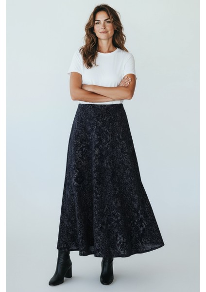 Kadın Beli Lastikli Desenli Sekiz Parça Balık Etek modelleri