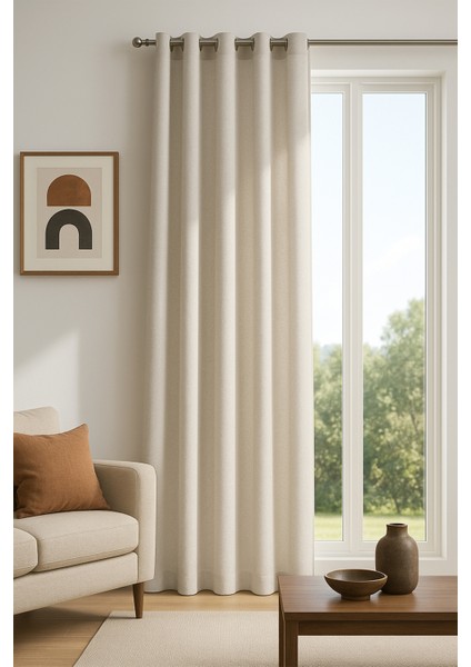 Livorno Halkalı Fon Perde Krem 140X260