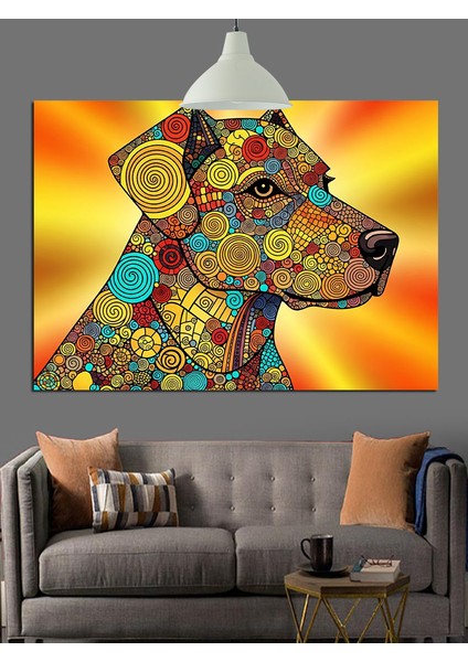 Mandala Desenli Köpek Kafası Dekoratif Kanvas - Mdf Ahşap Tablo
